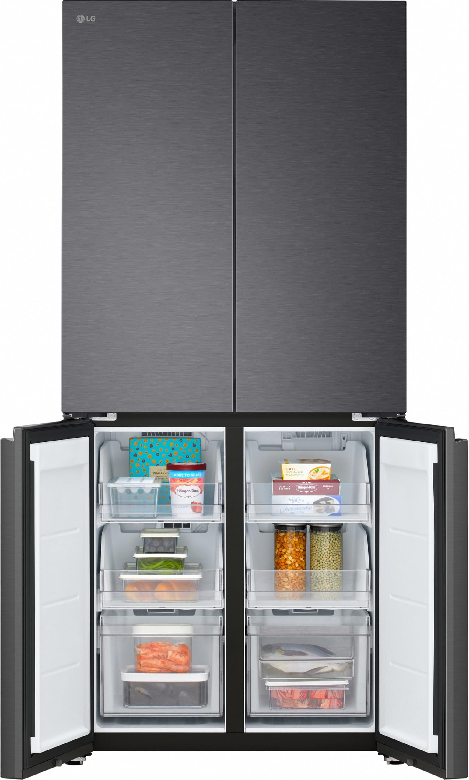LG GMBS30SDEP SLIM Fit&Max Multi-Door Kühlschrank mit Gefrierfach (580 L, Energieklasse D) vollintegrierbar oder freistehend, DoorCooling+, LinearCooling, Schwarz