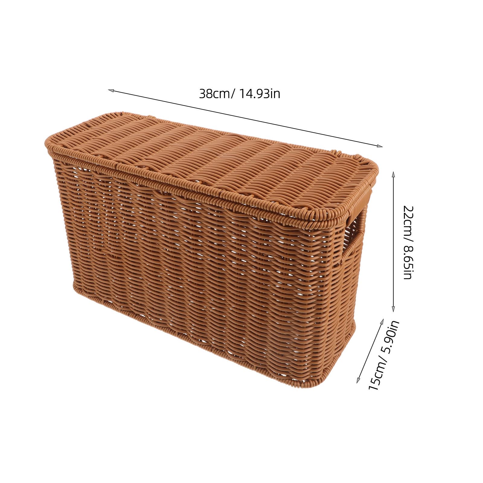 Mobestech Panier de Rangement Design et Gain de Place Étroit et Haut en Imitation Rotin avec Couvercle et Anse pour Magazines et Documents Salon ou Bureau