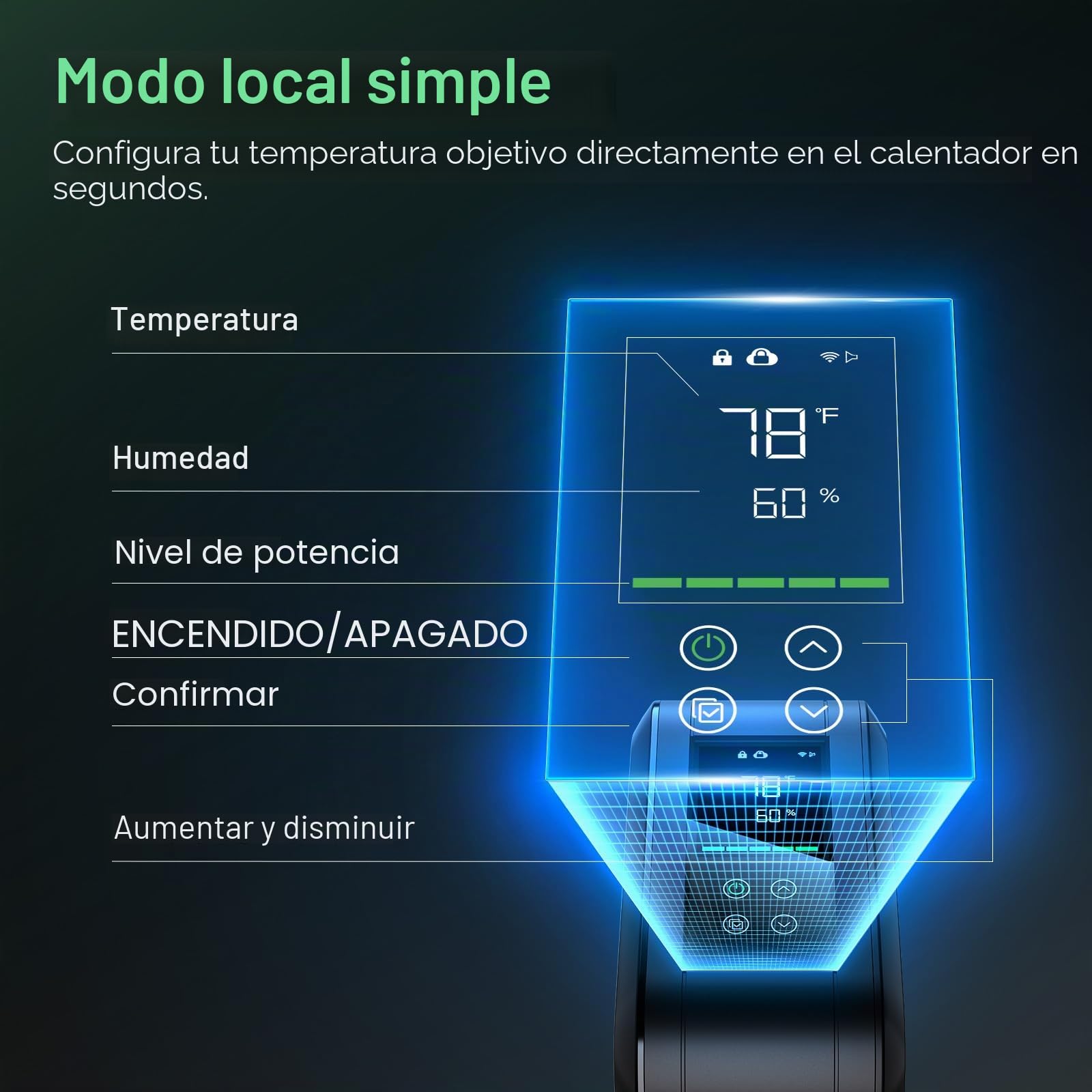 VIVOSUN AeroFlux Calentador Inteligente para Tienda de Campaña con Termostato, Calefacción PTC de 700W, Compacto y Portátil con VPD, Control de Aplicaciones y Protección Contra Sobrecalentamiento
