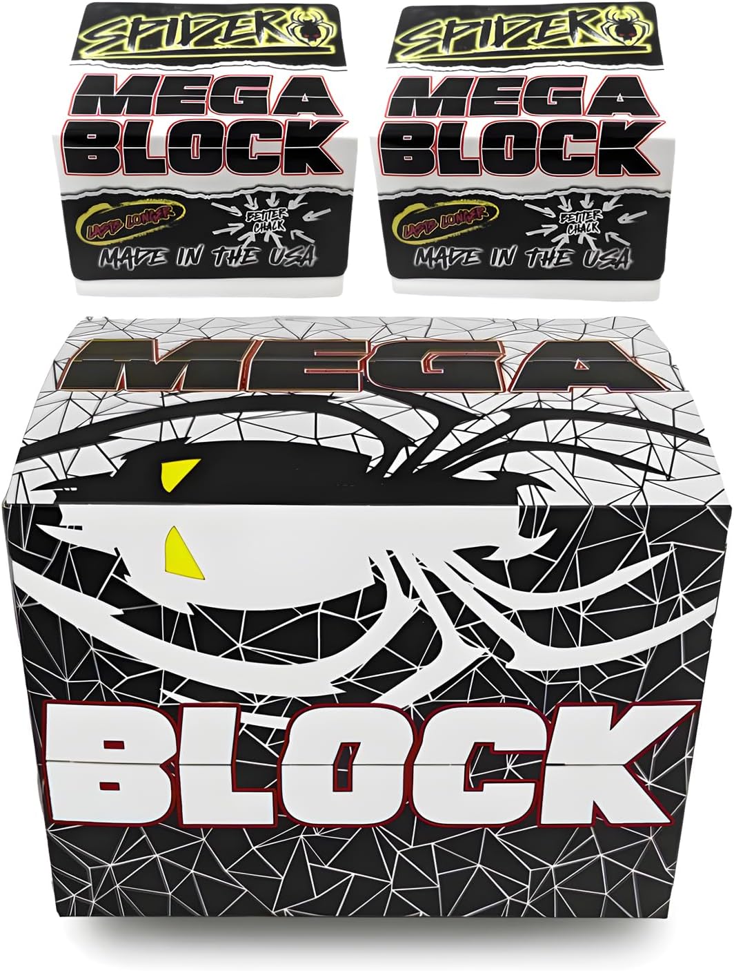 SPIDER CHALK Mega Gym Chalk Block, Lasts 2X Longer, Lab Grade | for Gym, Powerlifting, Made in The USA, ASMR