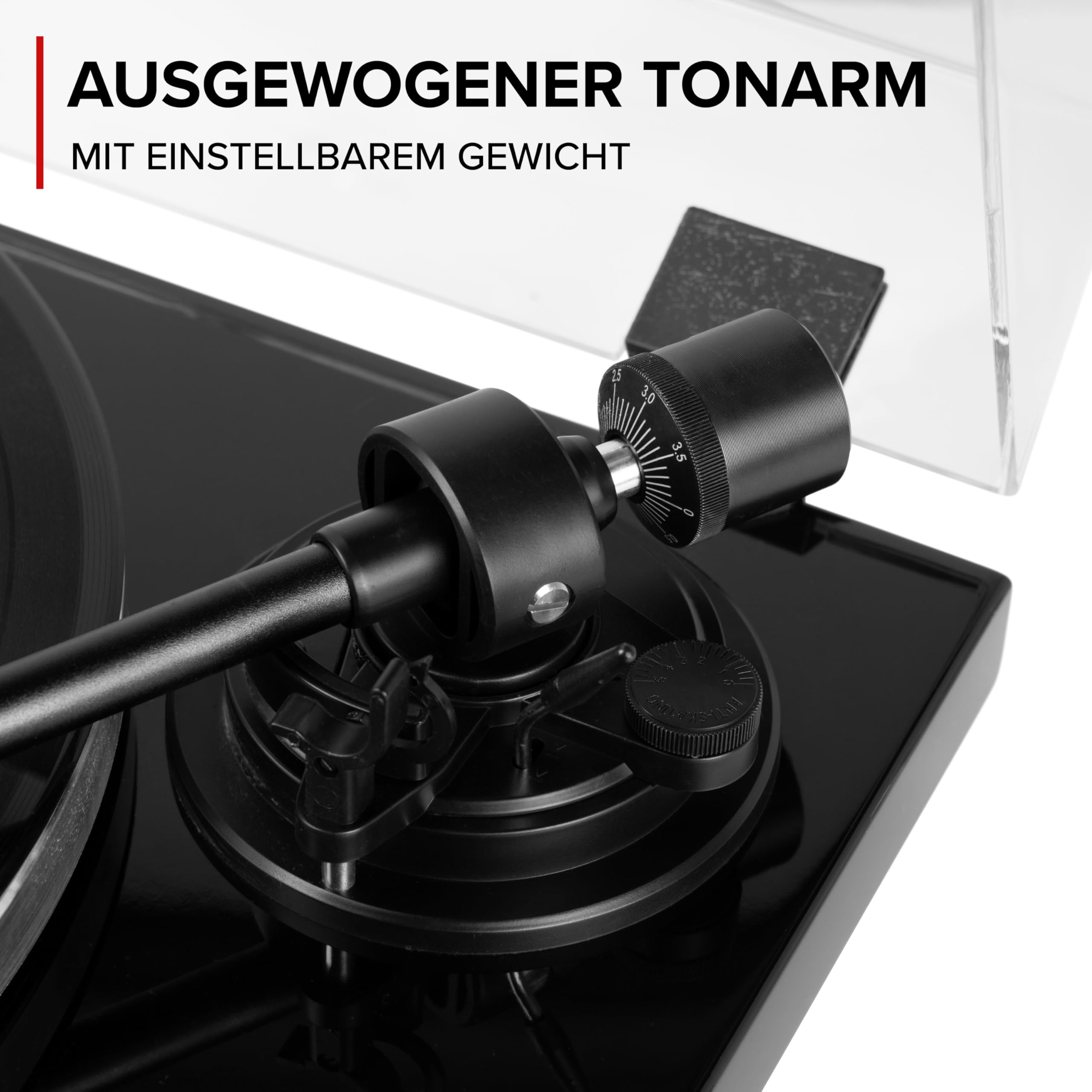 Audizio Toledo Plattenspieler Bluetooth Schallplattenspieler 33/45 RCA | Tonabnehmer, Vorverstärker, Riemenantrieb, Aluminium-Tonarm, Anti-Skating, Vinyl Player, Record Player, Turntable, Gramofon
