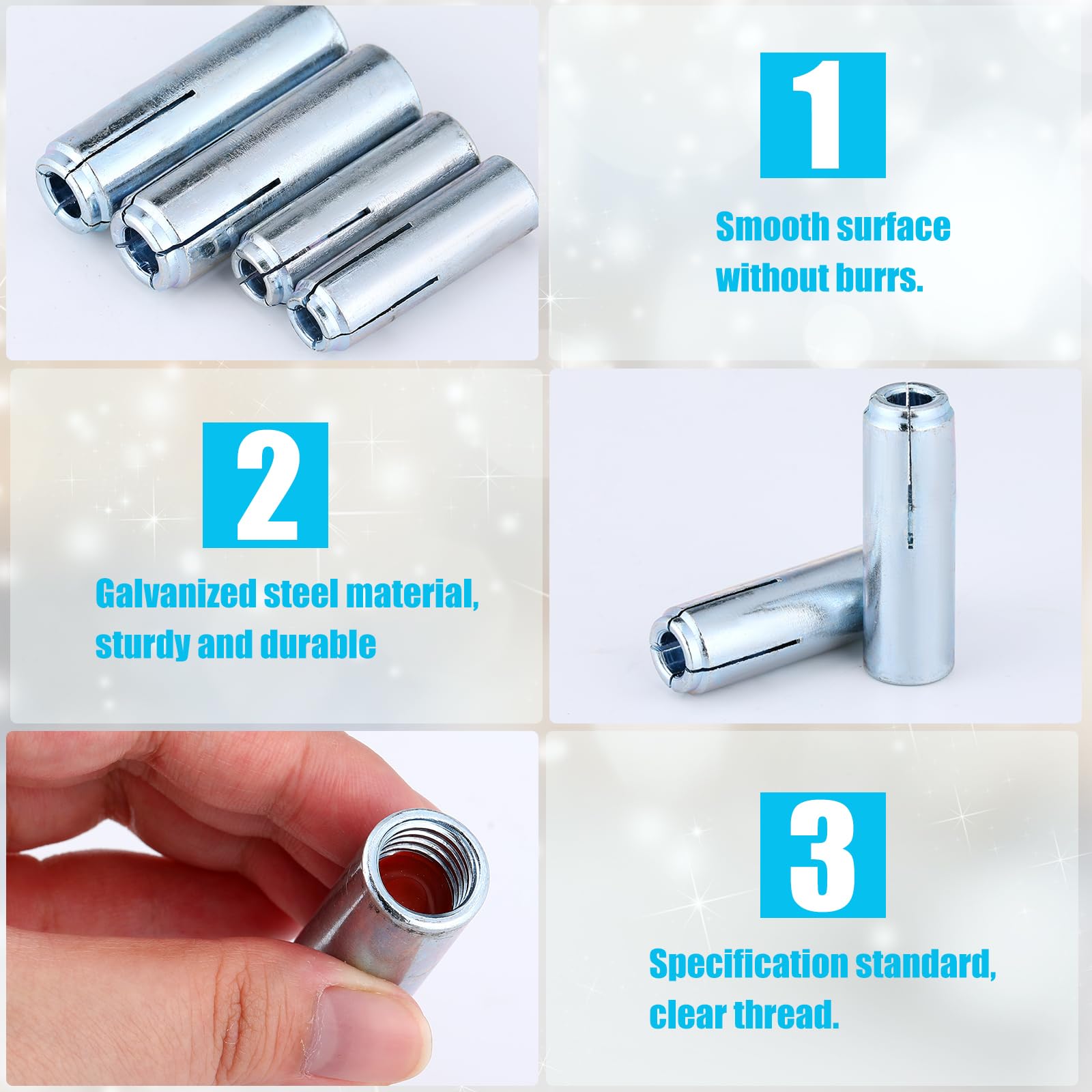 Blulu Drop-In Anchors - 50 Pack Stainless Steel -3 Blulu Drop-In Anchors - 50 Pack Stainless Steel -3