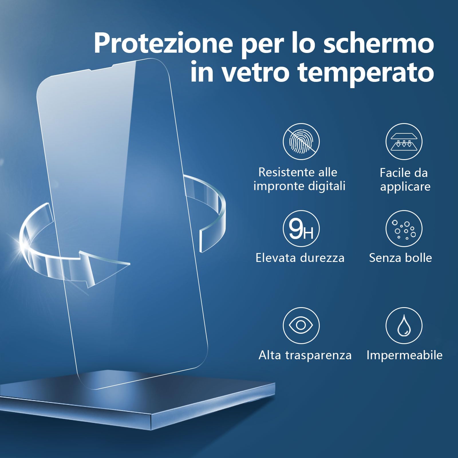 NEW'C 3 Pezzi, Vetro Temperato per iPhone 14 Pro Max (6,7 Pollici), Pellicola Prottetiva Anti Graffio, Anti-Impronte, Senza Bolle, Durezza 9H, 0,33mm Ultra Trasparente, Ultra Resistente