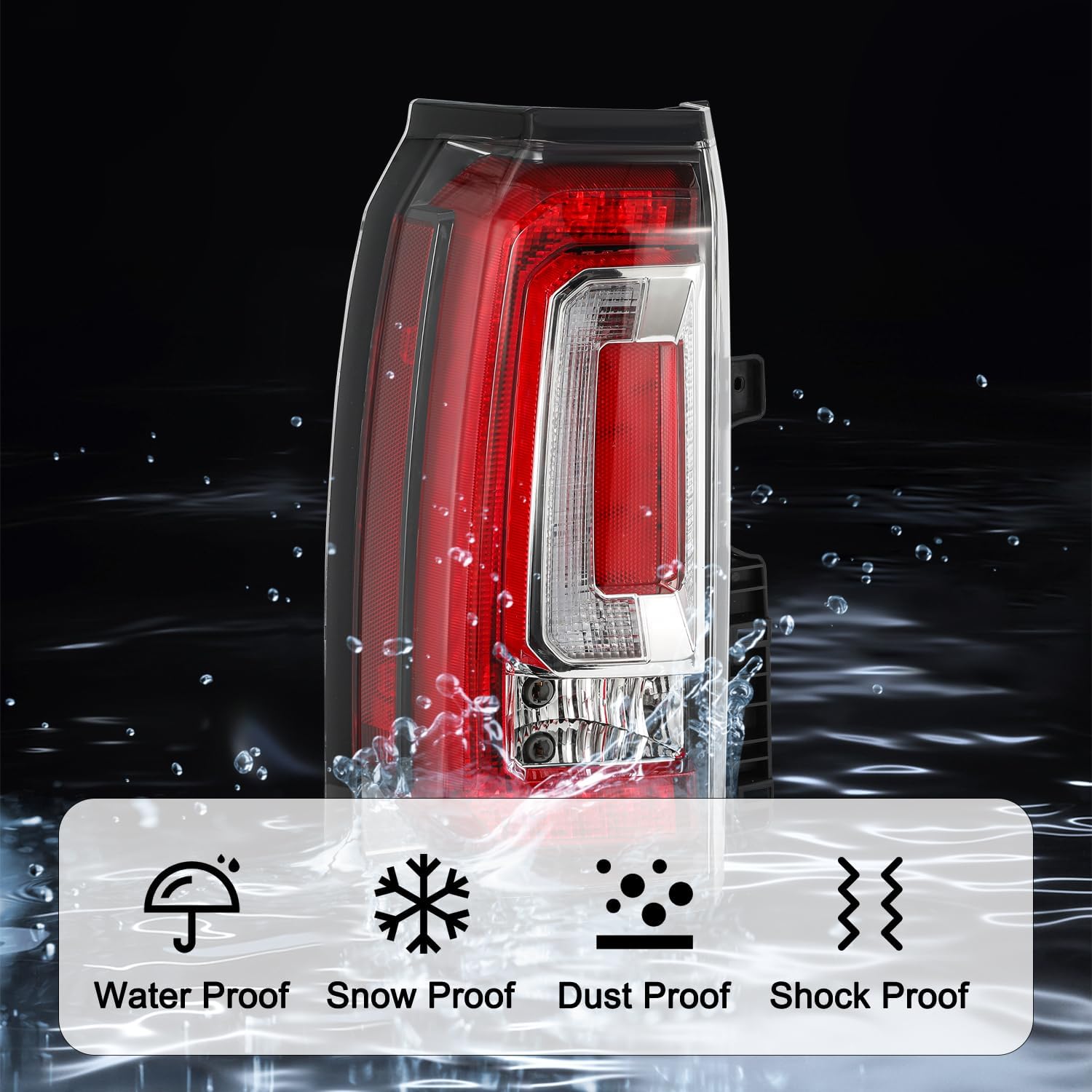 SOCKIR LED Tail Lights Assembly Fit for 2015-2020 GMC Yukon/Yukon XL Denali SLE SLT Rear Brake Lamp with Bulbs and Harness Driver and Passenger Side