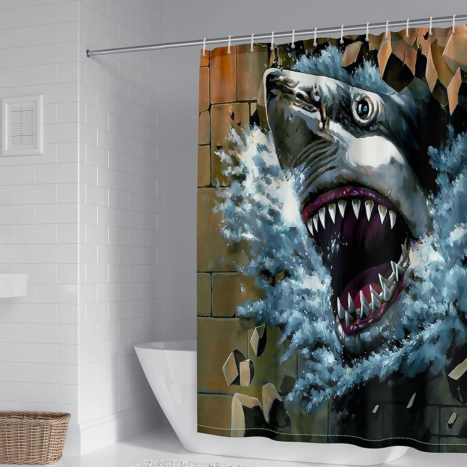 Rideau de douche requin KnSam 180x200 anti-moisissure pour douches