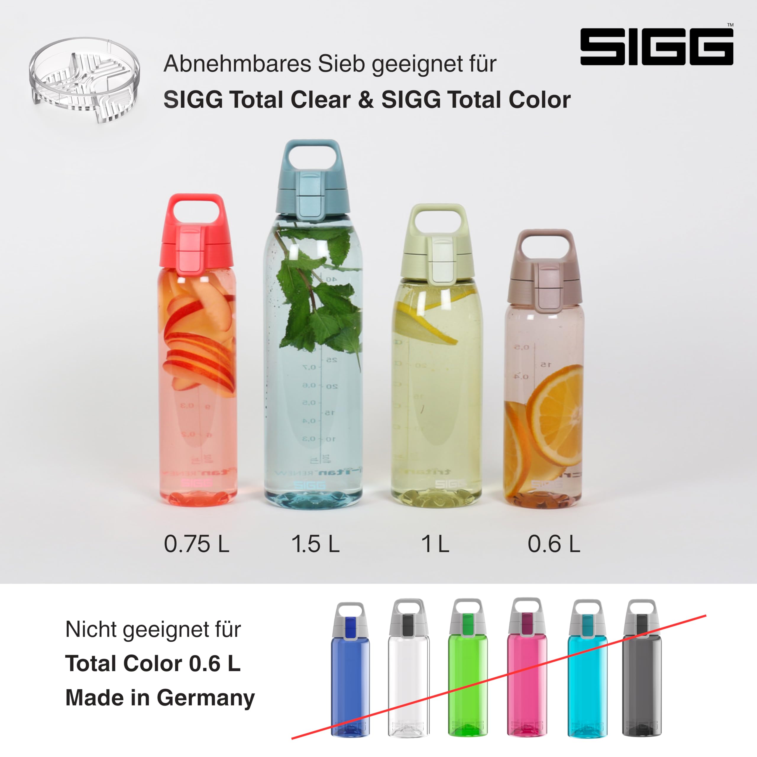 SIGG PP Strainer/filtr Total Clear 0,5 l/0,75 l/1,5 l, część zamienna butelka na napoje