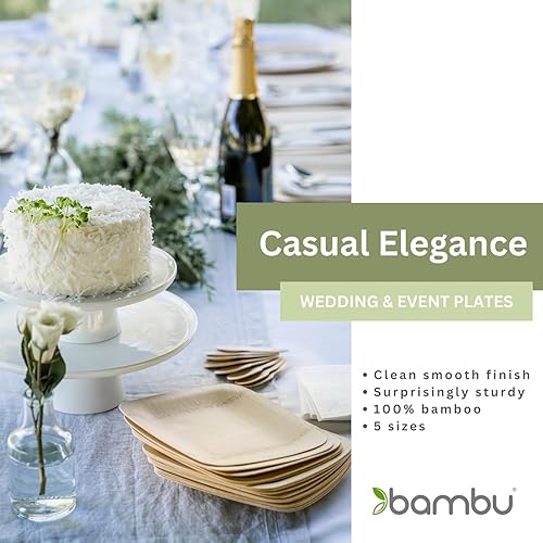 Miniatura 4 de Bambu Paquete de 250 platos de bambú desechables de 3.5 pulgadas, productos biodegradables ecológicos, platos desechables de bambú para eventos,