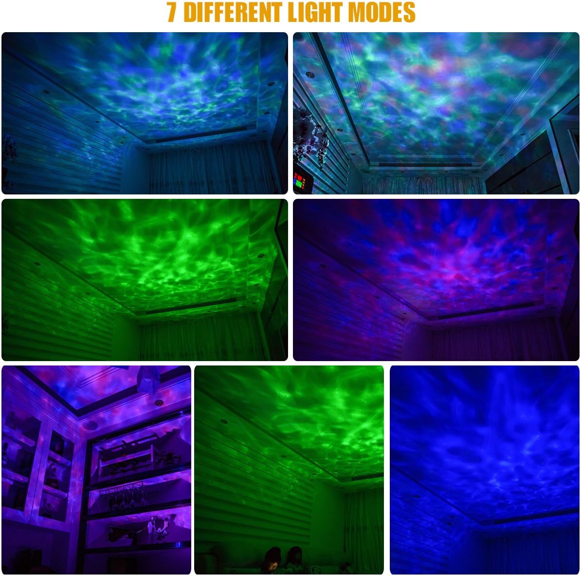 [Generation 3] Weirdbeast Remote Control Ocean Wave Project Sleep Night Lights with Built-in Ambient Audio Bedroom Living Room Decoration Lamp for Kids/Adult - Black