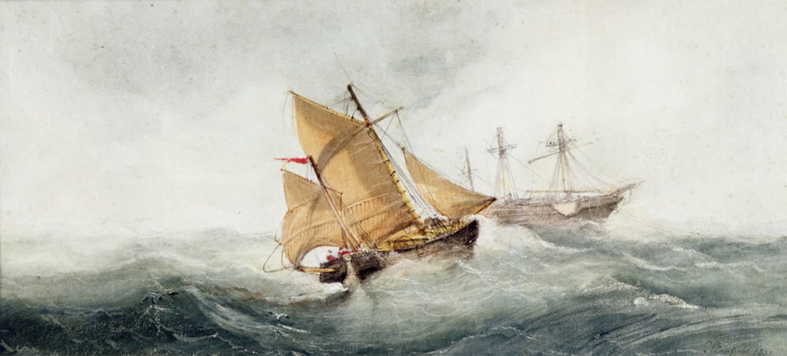 RZHRHJES Abstract Painting Poster Art Print Canvas Print Poster Approaching the Wreck by William Clarkson Stanfield Landscape Canvas Painting for Home Decor 60x90cm