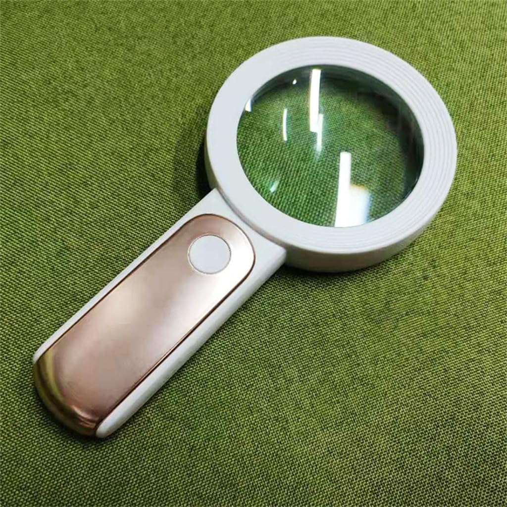 JSEIAJB 30x LED Light with Cold and Warm Light Elderly Reading and Maintenance Glass Magnifying Glass