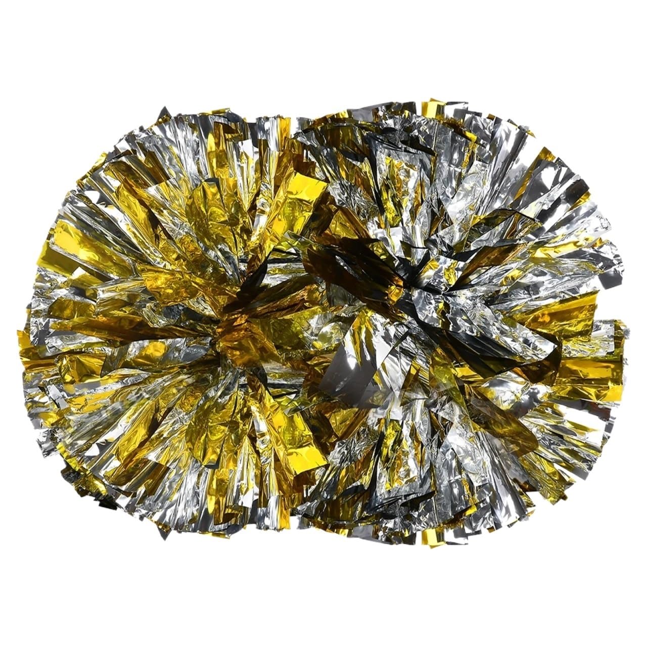 Glitter Metallic Foil Pompoms, 4pcs Cheerleading Pom Poms Multicolor(Gold)