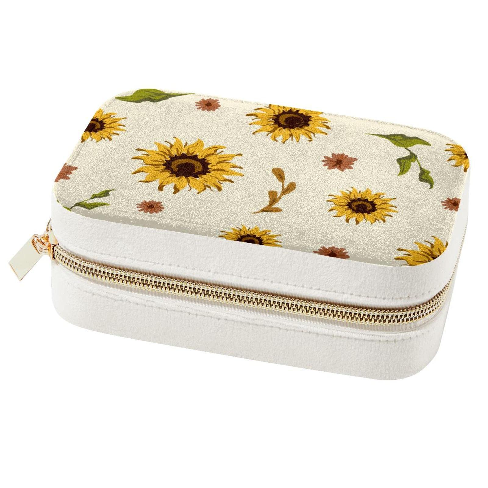 Cadeaux de demoiselle d'honneur : boîte à bijoux rigide motif tournesol pour le mariage