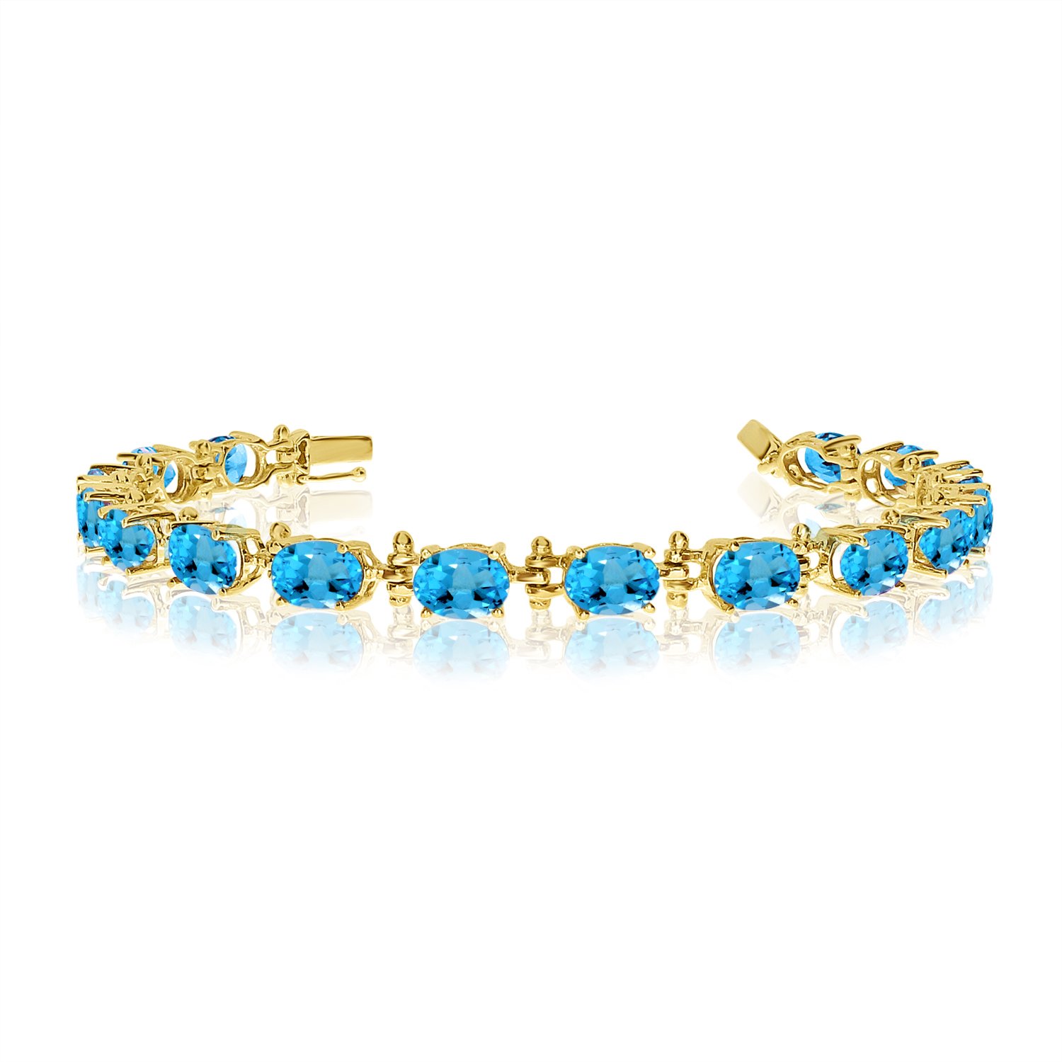 14k Yellow Gold Oval Blue Topaz Tennis Bracelet Desertcart INDIA