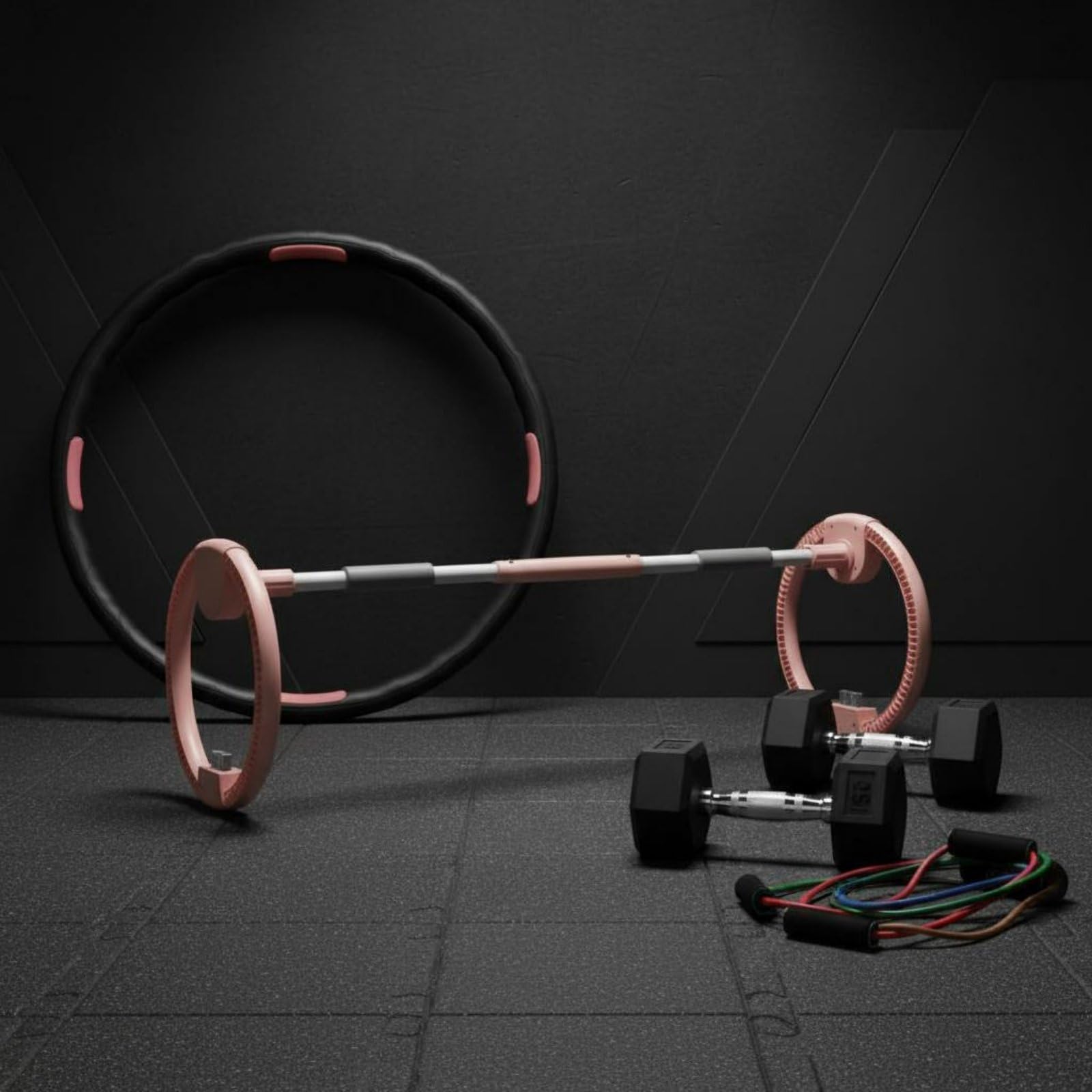 Fitness Hoop Trainingsreifen Bauch Beine Po Workout Reifen Sportgerät mit Gewichtssystem Einsatzblöcken Stabilität durch Stahlkern Ruhiger Lauf
