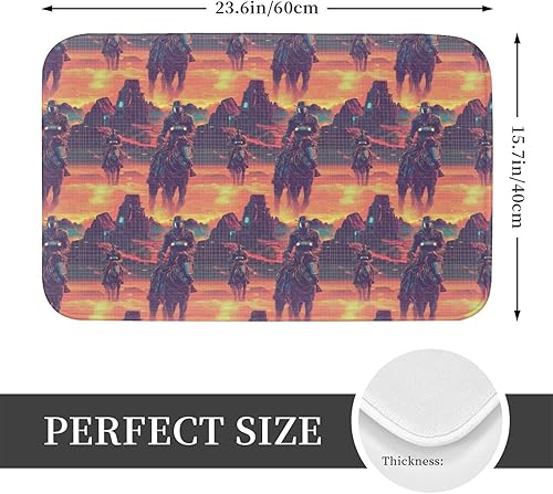 Miniatura 2 de Front Door Mat Outside Indoor Outdoor Entrance - Cyber Retro Western Cowboy Print Kitchen Rugs Mats for Floor, Bath Mat for Bathroom, Washable Thin