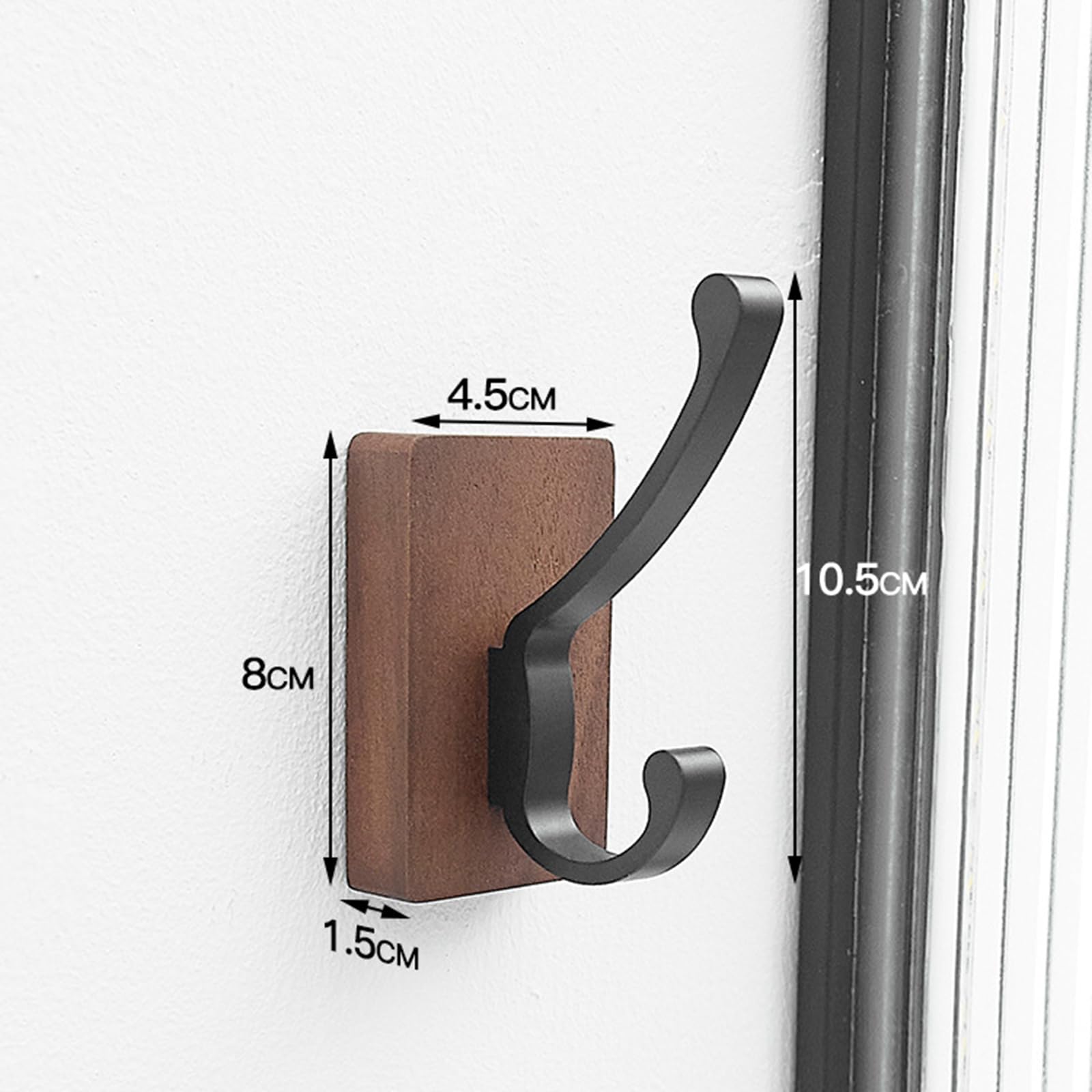 FOLODA Gancho adhesivo multiusos de madera de nogal, fácil de montar en superficies lisas, para colgar toallas, ropa, baño, gancho
