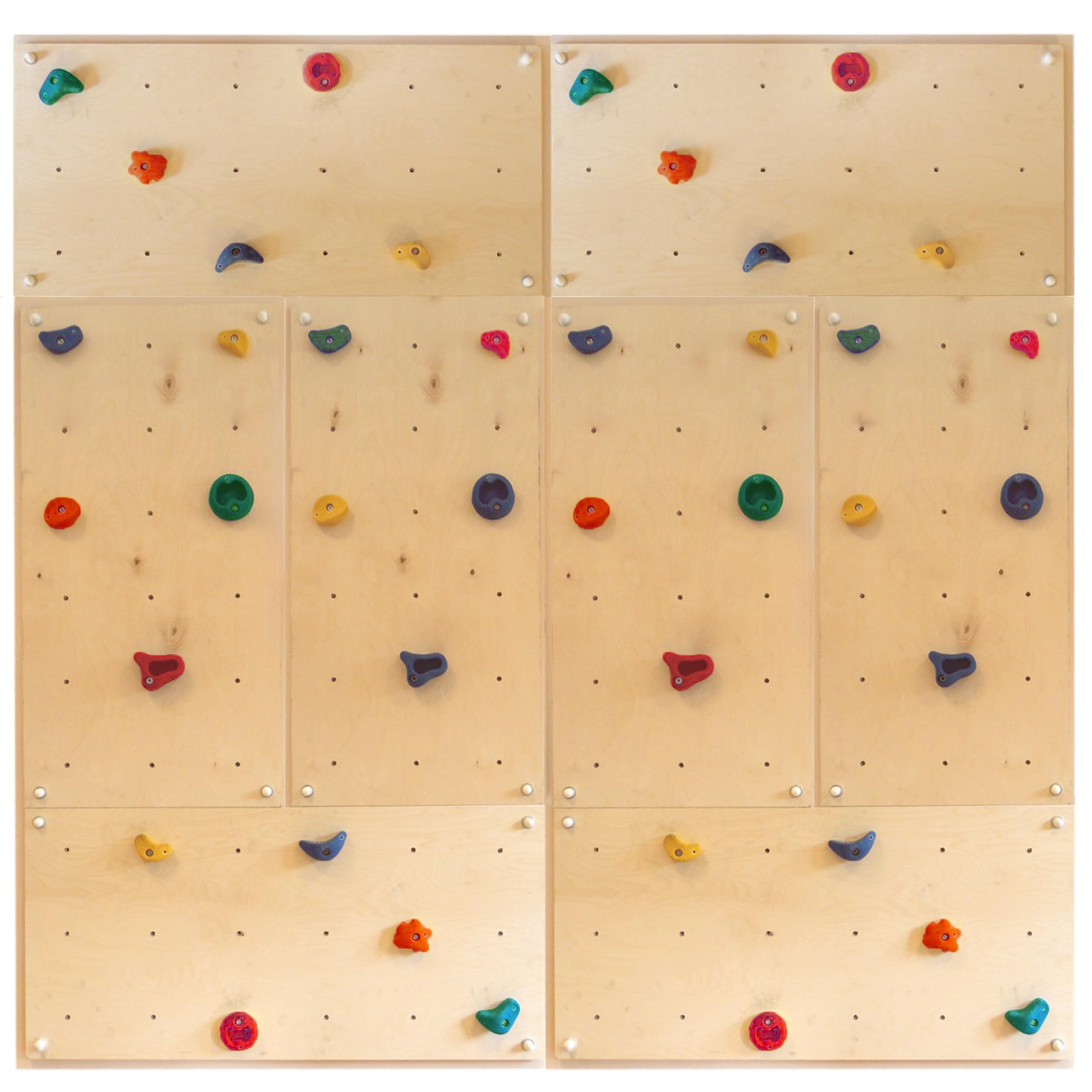 Gartenpirat Kletterwand Indoor IW8 5,20 m² – Boulderwand für Innen mit 40 bunten Klettersteinen acht Platten 114x57 cm – vormontiert inkl. Montagematerial – ideal fürs Kinderzimmer