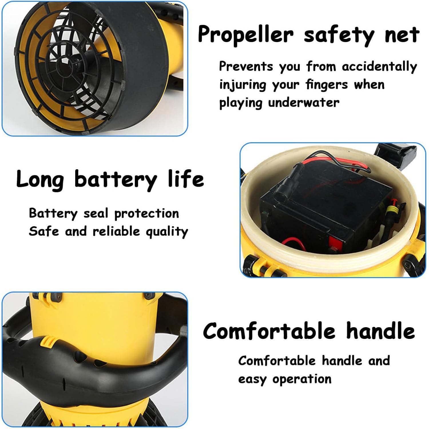 Booster per Nuoto subacqueo, Scooter Elettrico subacqueo da 500 W, Booster per Scooter subacqueo per Piscina per Sport Acquatici, Immersioni, Snorkeling e Avventure Marine,Yellow