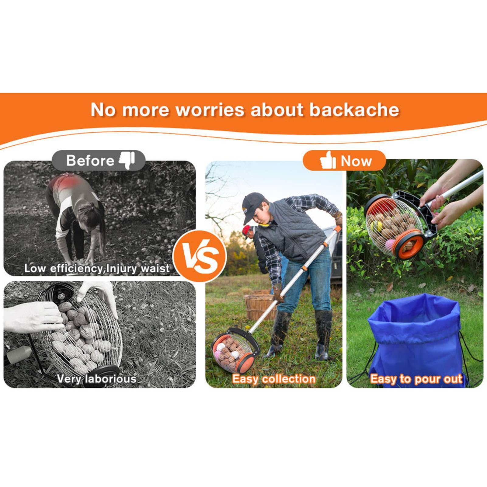 Acorn Picker Upper Roller - Manual Rolling Nut Collector, Multifunctional Walnut Picker Upper Roller, Leaf Picker Upper, Pecan Picker Upper, Nut Gatherer Roller with Large Capacity