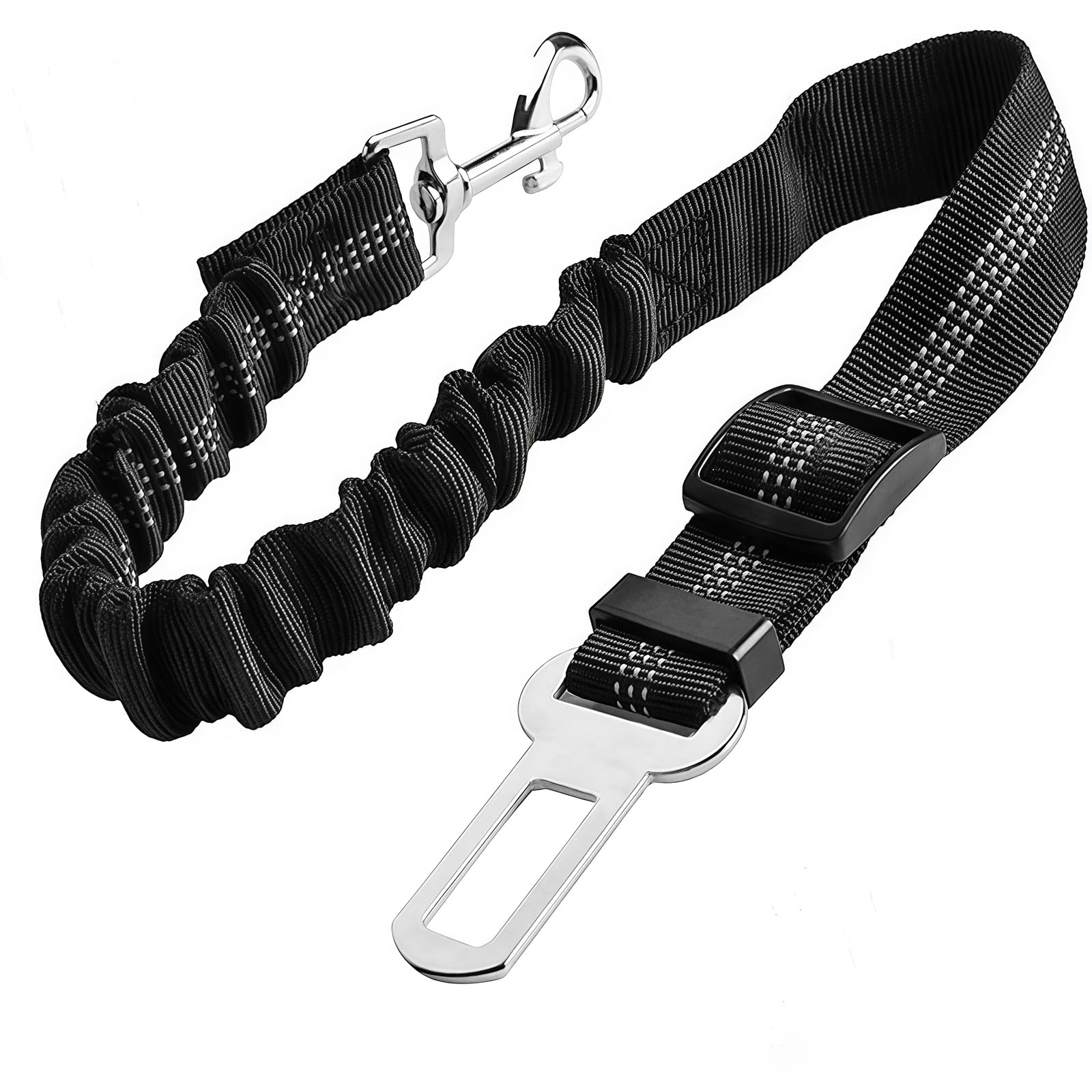 Pet Car Harness Seatbelt, Anti Shock Bungee Lead for Dog Car Safety, Prevents Jumping to Front Seat, Adjustable Vehicle Travel Accessories for Small Medium Large Dogs (1 Pack -Black Color) - image 2