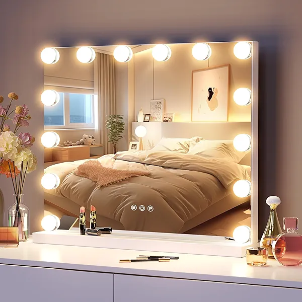 MICLIONLED Hollywood Vanity Mirror with 14 LED Bulbs, Professional Lighted Makeup Mirror with Adjustable Brightness & 3 Color Temperatures, Light up Mirror for Bathroom, Dressing Room