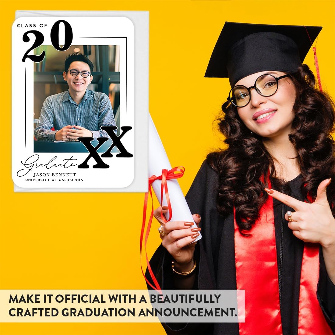 Andaz Press Personalized Graduation Invitations 2026 With Self Seal Envelopes, Graduation Announcements 2026, Minimal Custom Party Invitations with Photo for High School College, 24 Pack, 7x5 Inches