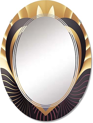 Black and Gold Radiant Shining Heart II - Espejo de tocador, espejos de baño, espejos de pared para sala de estar, dormitorio, espejo ovalado,