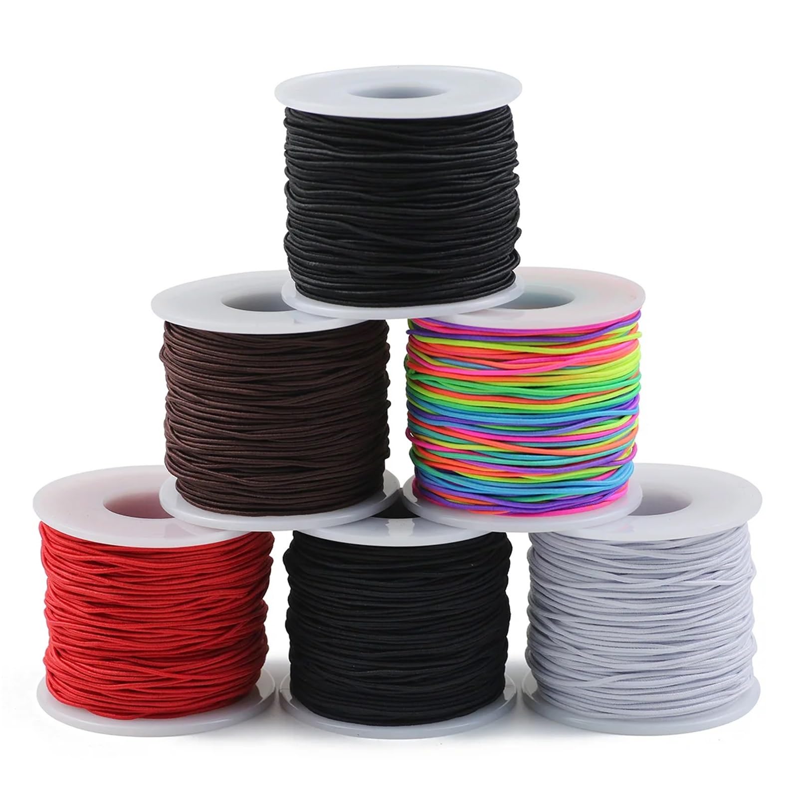 Lot de 10 rouleaux de fil élastique pour bracelets, cordon de perles arc-en-ciel de 1 mm, fil extensible pour la fabrication de bijoux