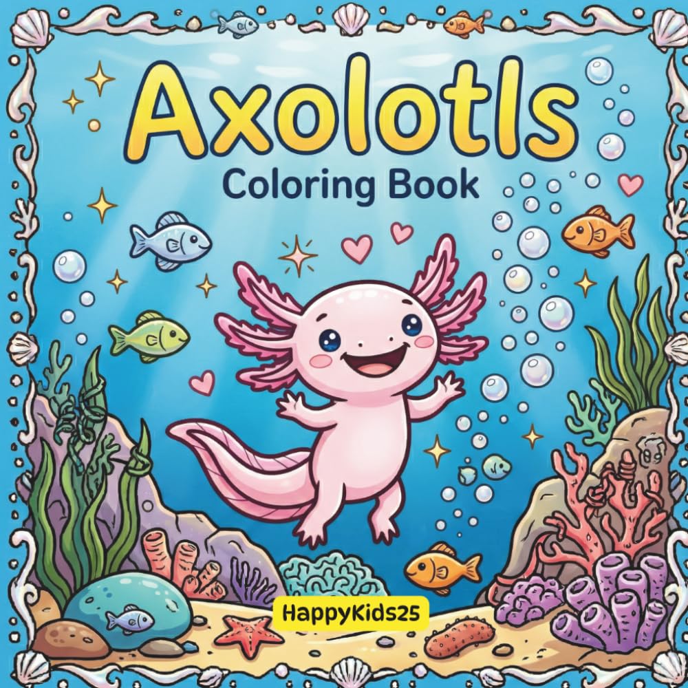 Axolotl Coloring Book: 30+ Fun Facts about this Exotic Animals - With many curiosities and trivia, for children, adults and axolotl lovers