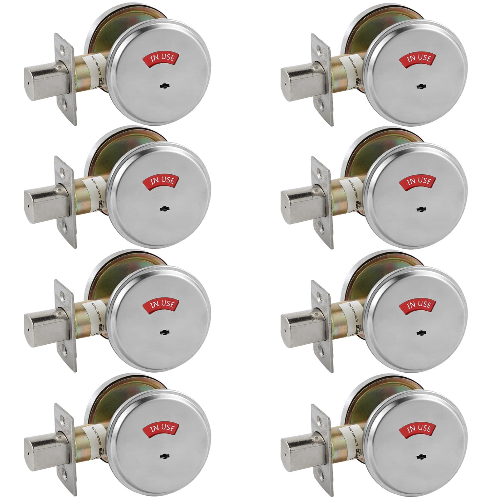 HISAFE in-Use/Vacant Commercial Deadbolt, Heavy Duty Satin Chrome Grade 2 Privacy Indicator Deadbolt for Bathroom/Office, UL3 Hour Fire Rated, Left&Right Handed, 2 3/4" Backset, 8 Packs