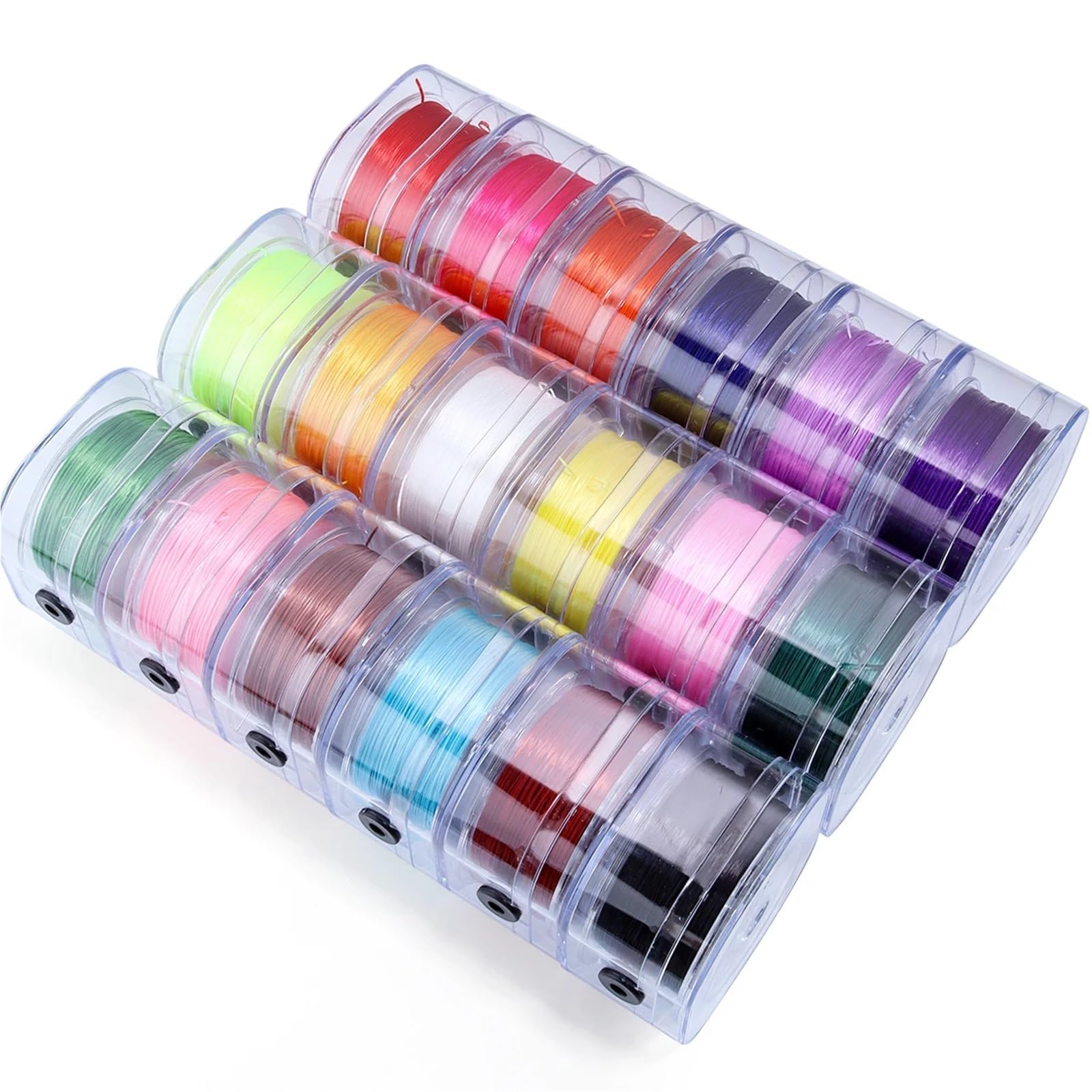 Elastyczny sznurek do bransoletek 0,8mm mocny z koralikami kolorowa płaska lina nici DIY tworzenia biżuterii 90M na rolkę(Light Blue)