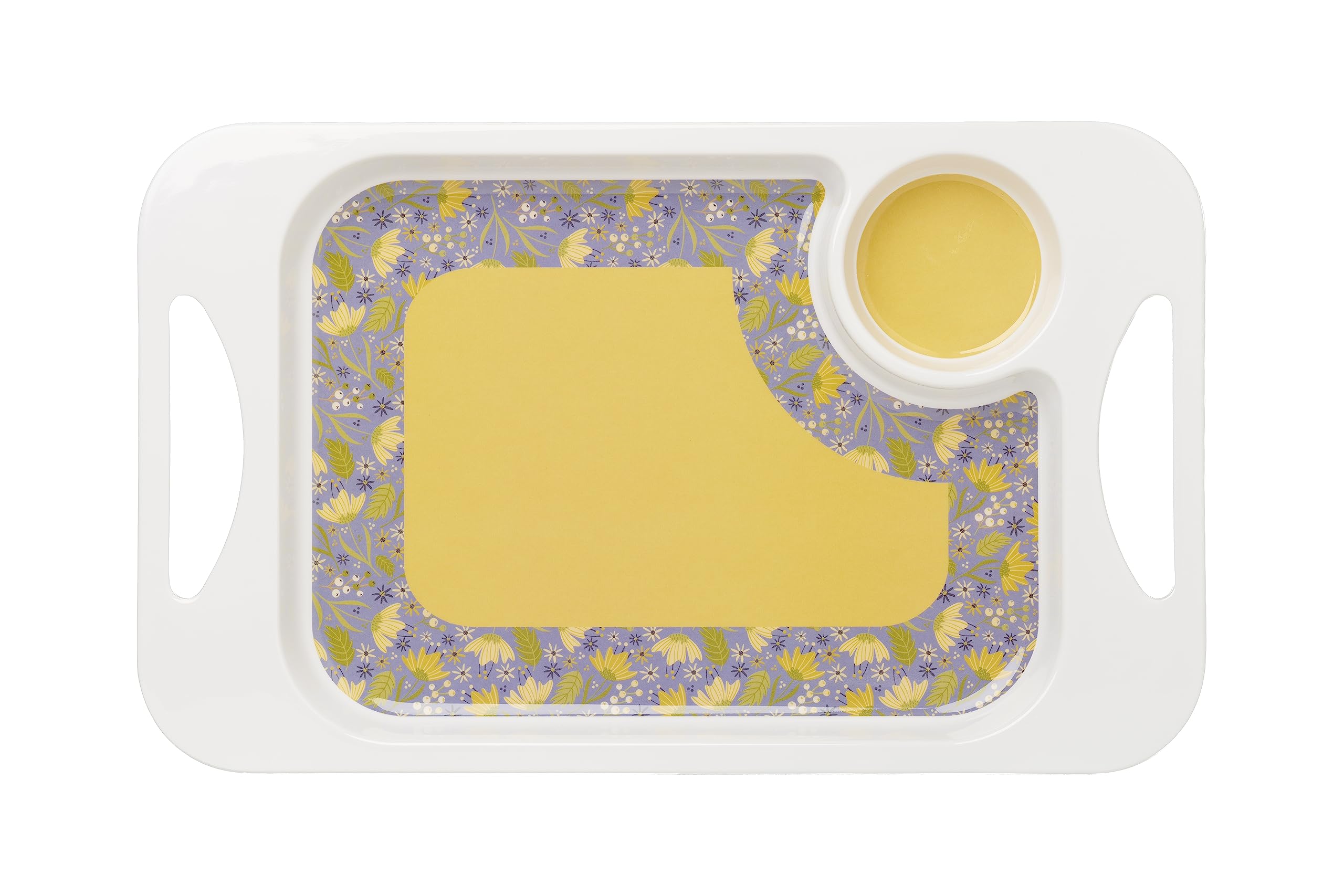 Rosa Lifestyle Yellow Lightweight Melamine Snack Tray With Handles - Rectangular 33.8Cm X 20.6Cm - Lightweight Tea & Sandwich Tray - 345G