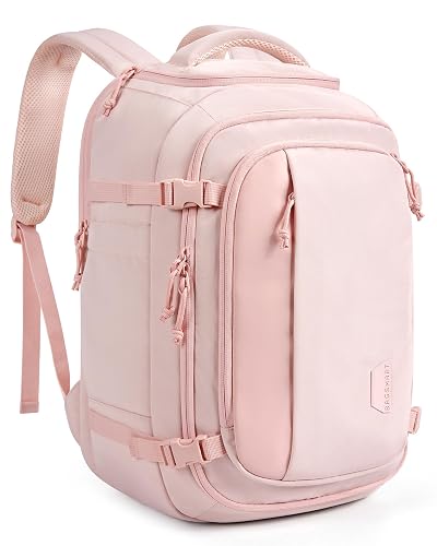 BAGSMART 28L Travel Backpack, Water-Resistant, USB Port, 17.3' Laptop, Pink