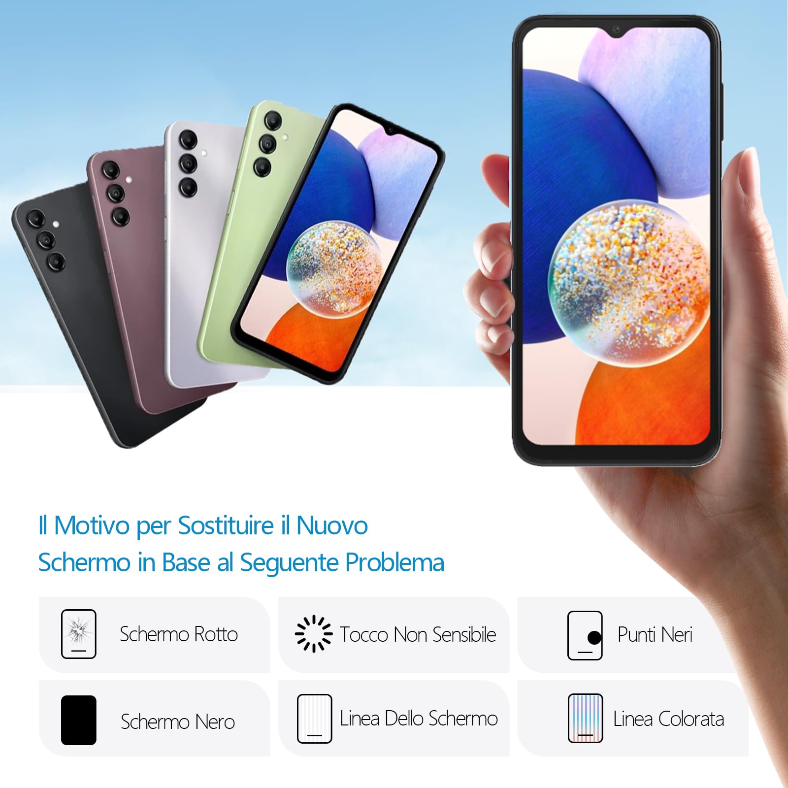 RongZy LCD Schermo per Samsung Galaxy A14 5G di Ricambio Display Touch Screen Digitizer Parti di Riparazione per Samsung Galaxy A14 5G A146P LCD Display con Strumenti(Nero, 6.6")