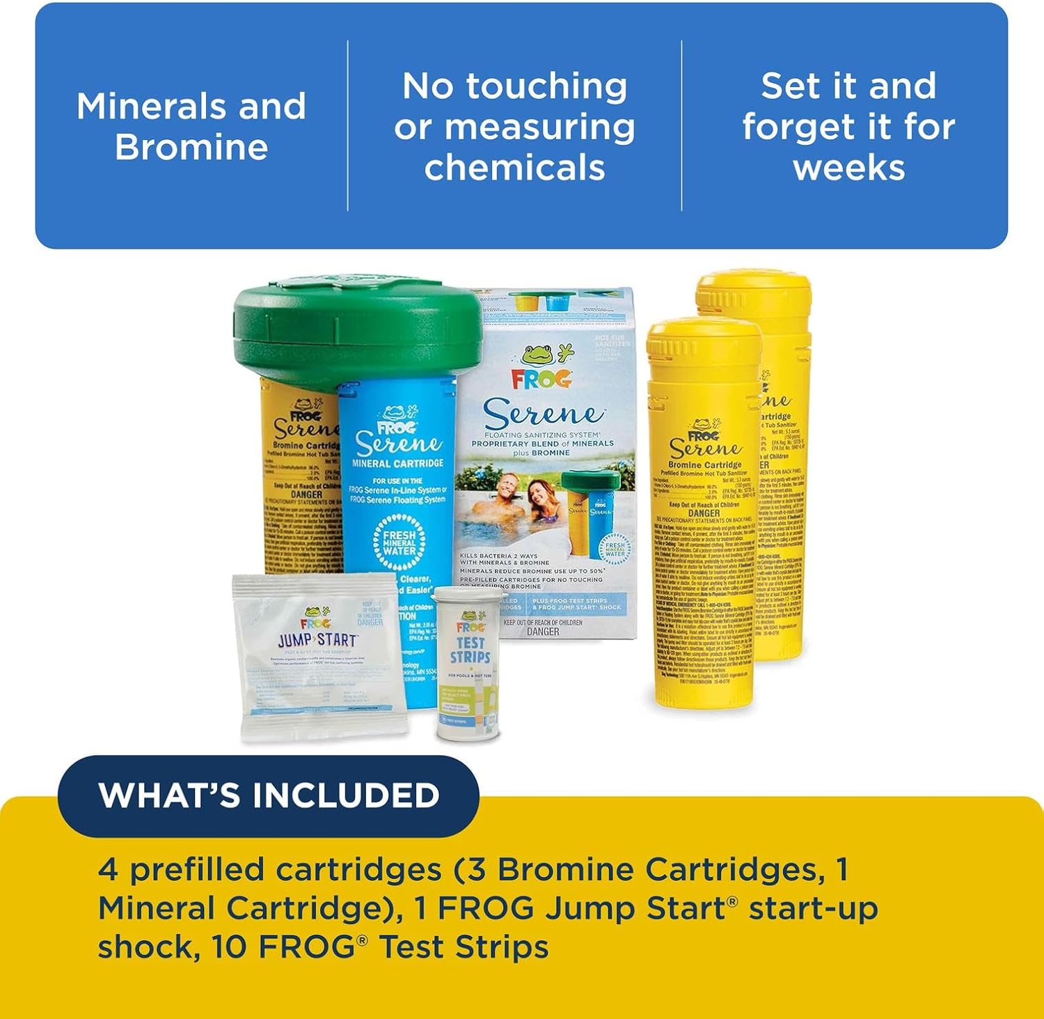 FROG Serene Floating System for Hot Tubs - Quick & Easy Prefilled Hot Tub Sanitizer - Hot Tub Maintenance System with Sanitizing Minerals & Bromine - 3 Month Bundle - Image 3