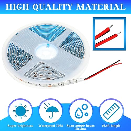 Miniatura 2 de 2 rollos de luces de pontón marino, tiras de luz LED, pontón, lancha, tira de luces de 12 V, 32.8 pies, impermeable, luz interior de barco, luces