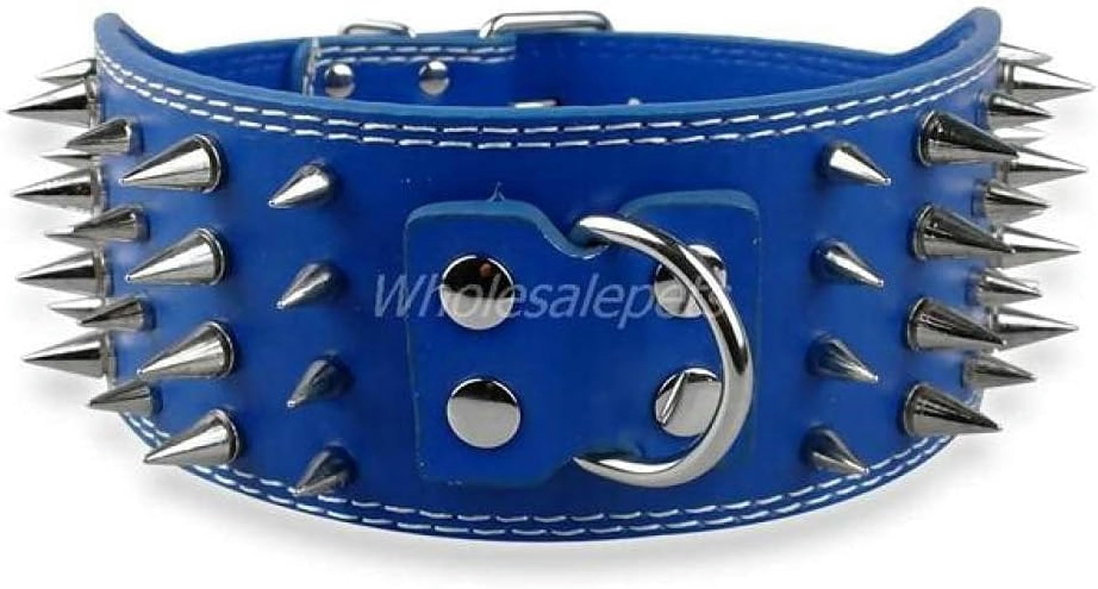 3 Zoll breites Hundehalsband aus Leder mit Spikes und Nieten für große Hunderassen, Größen ML XL, rot, L