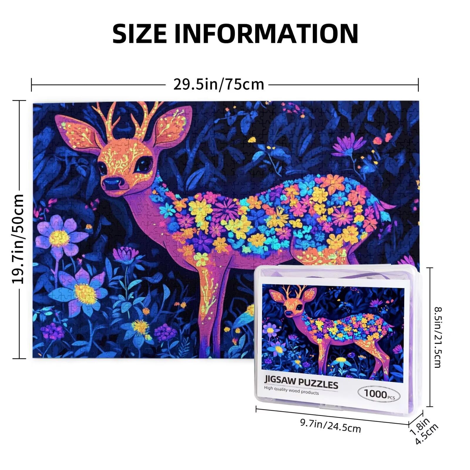 Puzzle Blume Puzzle 3000 Teile Reh Puzzles Erwachsene mit Geschenkbox,DIY Groß Holzpuzzle für Erwachsene,Geschicklichkeitsspiel für Die Ganze Familie Geschenke für Frauen,Puzzlegröße 81 x 122 cm -578y
