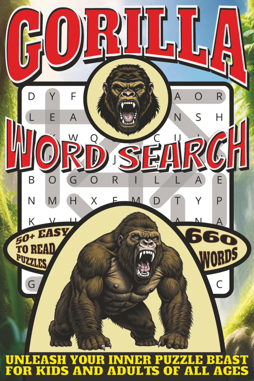 Gorilla Word Search: Easy To Read Print With 50+ Puzzles About Gorillas, Primates, Wildlife, And More | 6x9 inch, 110 pages | Gift For Holidays, Vacations, and Spare Time