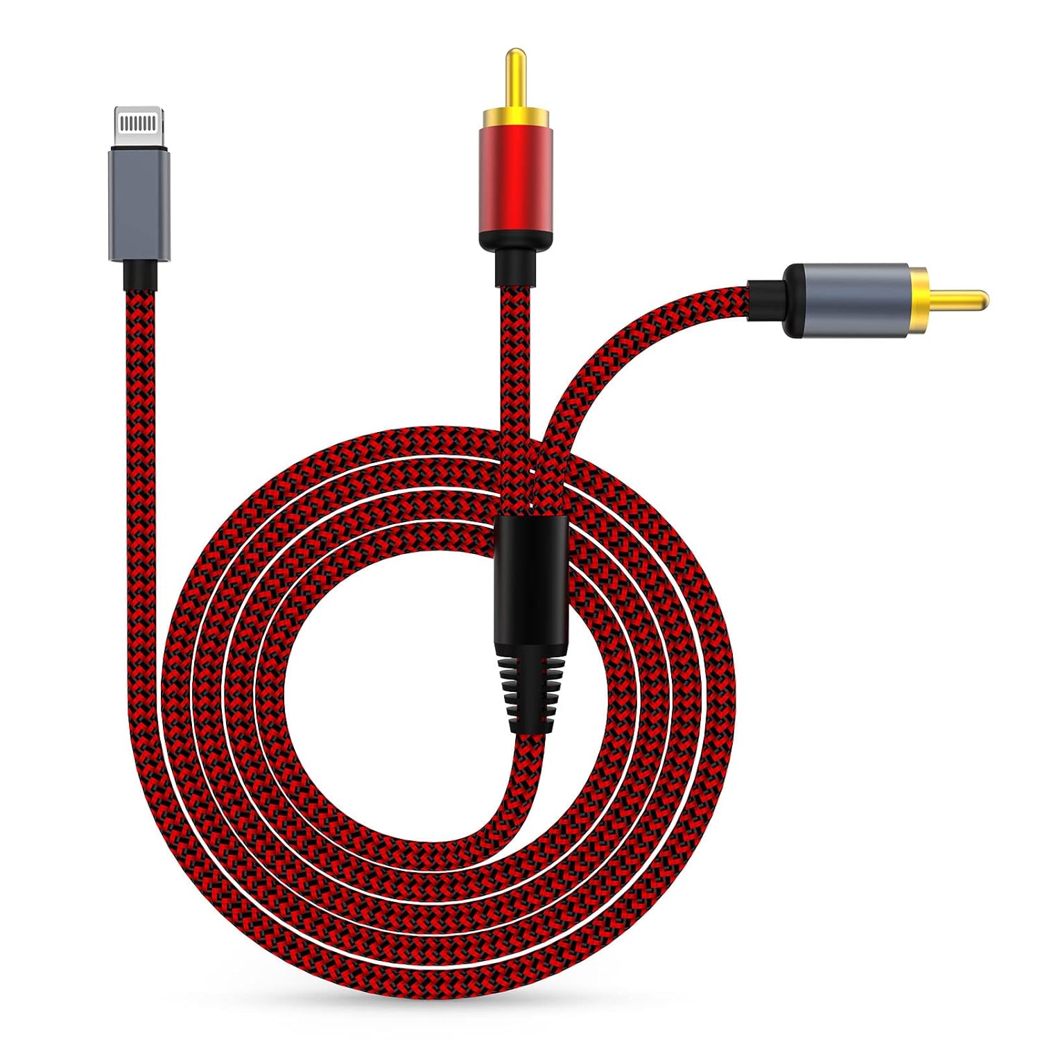 Apple MFi Certified Lightning to RCA Cable,iPhone Aux Audio Y Splitter Dual RCA