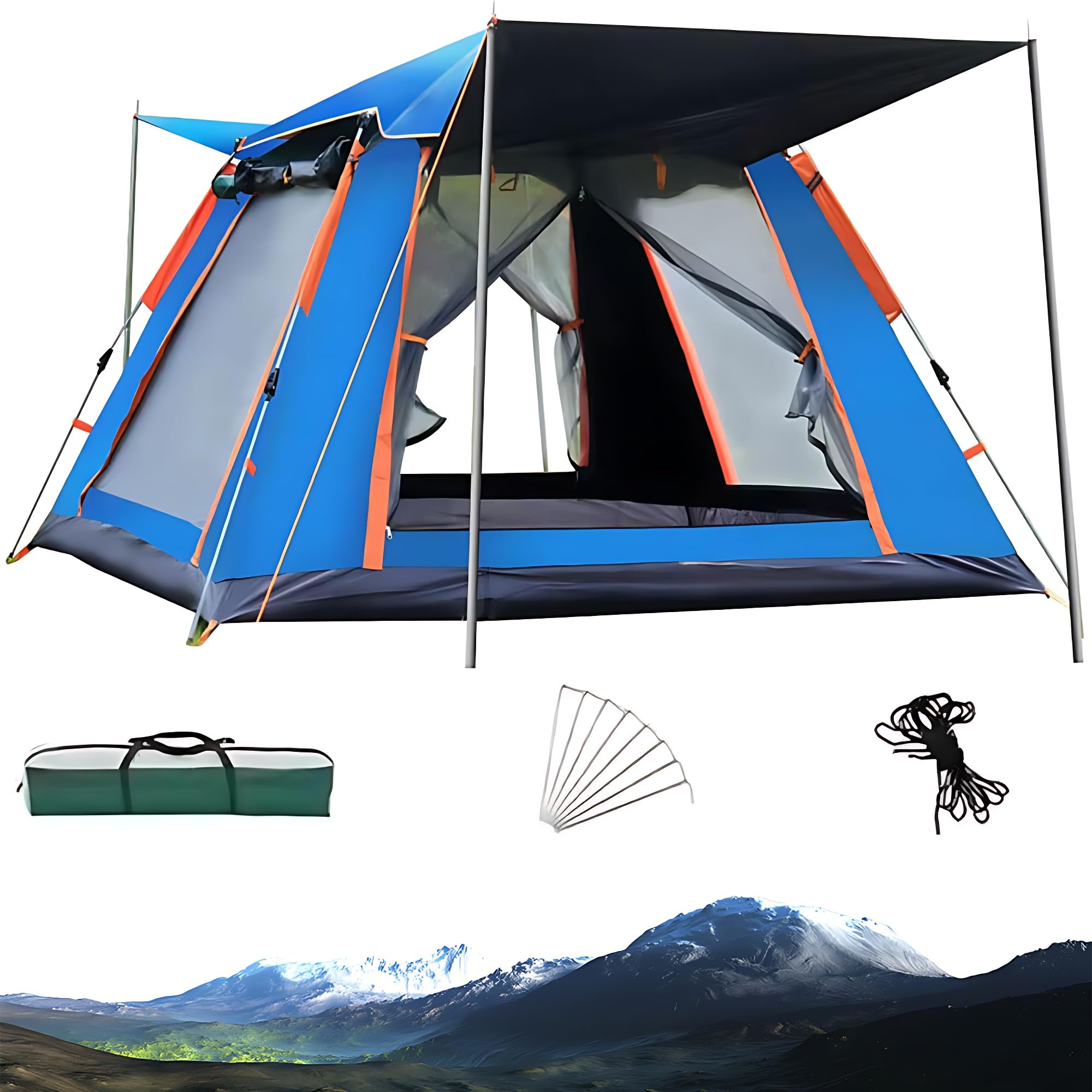 Tente de camping portable en dôme, design léger avec sac et accessoires de sol
