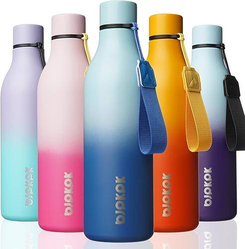 Miniatura 40 de BJPKPK - Botellas de agua aisladas, 25 onzas, de acero inoxidable con correa, botellas, tazas, frascos sin BPA, a prueba de fugas, frascos térmicos