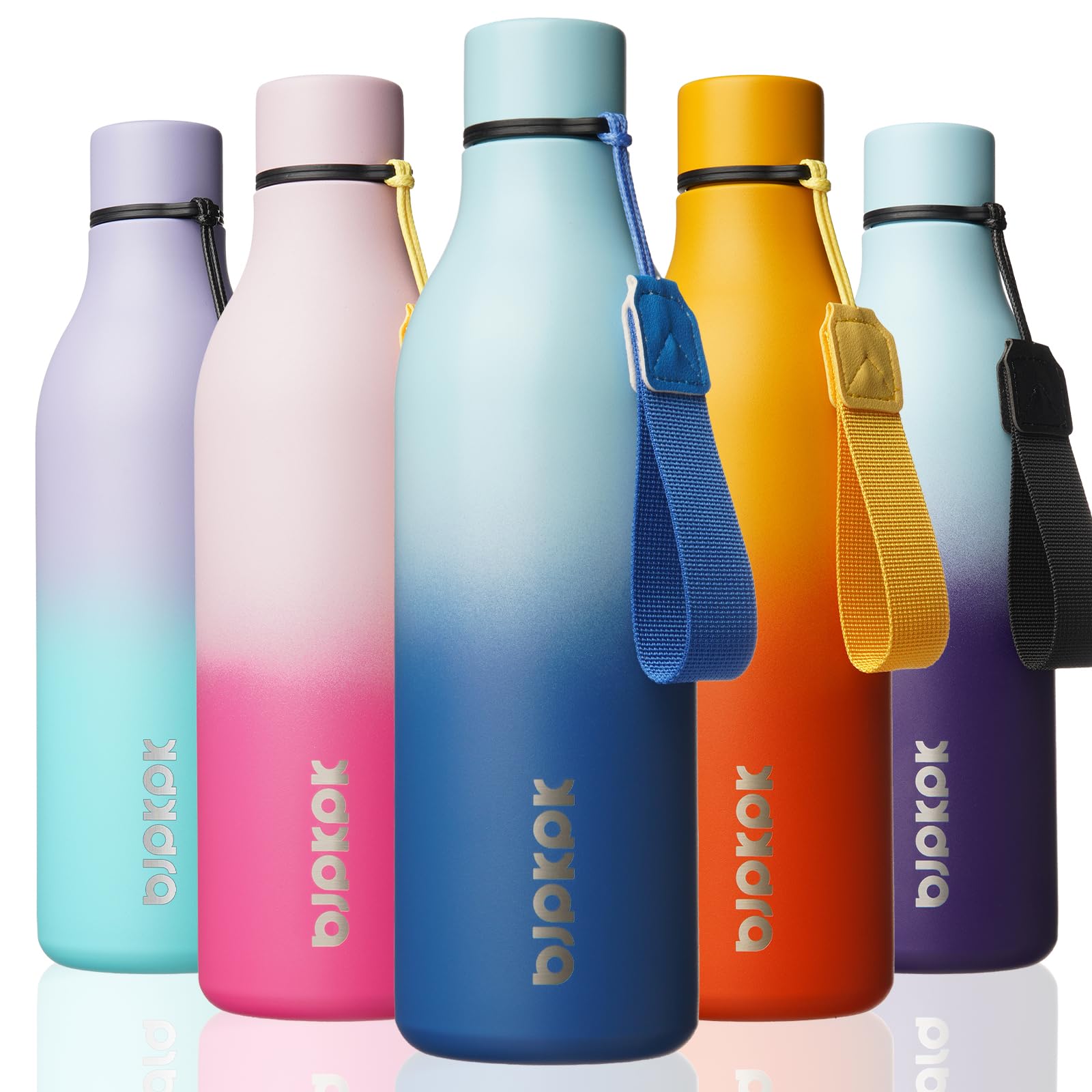 BJPKPK 25oz Insulated Water Bottle, Stainless Steel Bottle with Carry Strap | Keep Cold &amp; Hot Vacuum Insulation, Leak-Proof BPA-Free Design, Slim Bottle Fits Most Cup Holders for Gym, Office &amp; Travel
