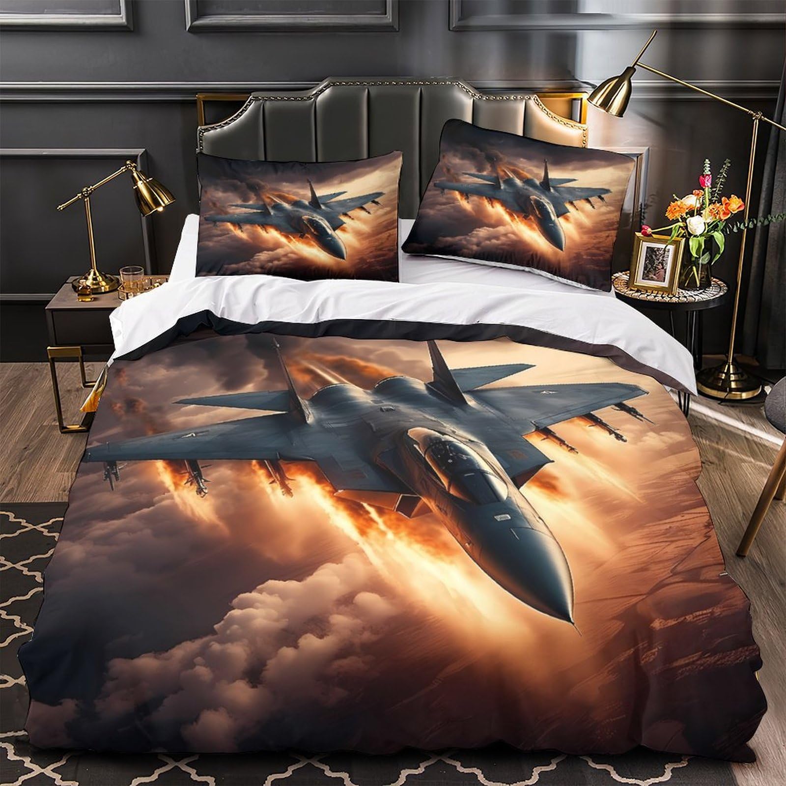Housse de Couette Japonaise Parure Lit 260x220 Microfibre Hypoallergénique 3D