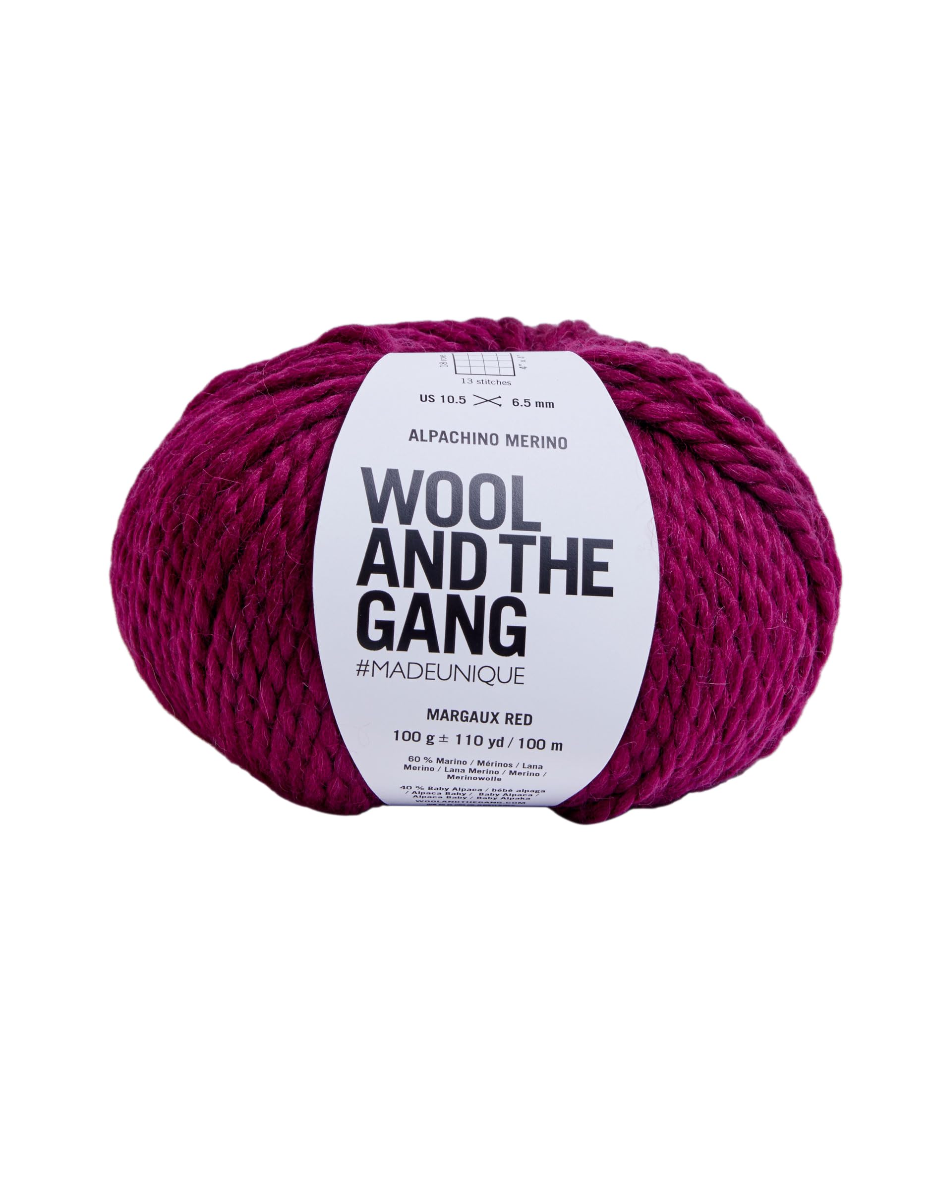 Wool and the Gang Alpachino Merino, Margaux Red (053), 100g