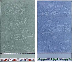 Kit 2 Toalhas Banho Infantil Criança Algodão Jacquard Menino Menina 1,20m X 0,70m (Menino)