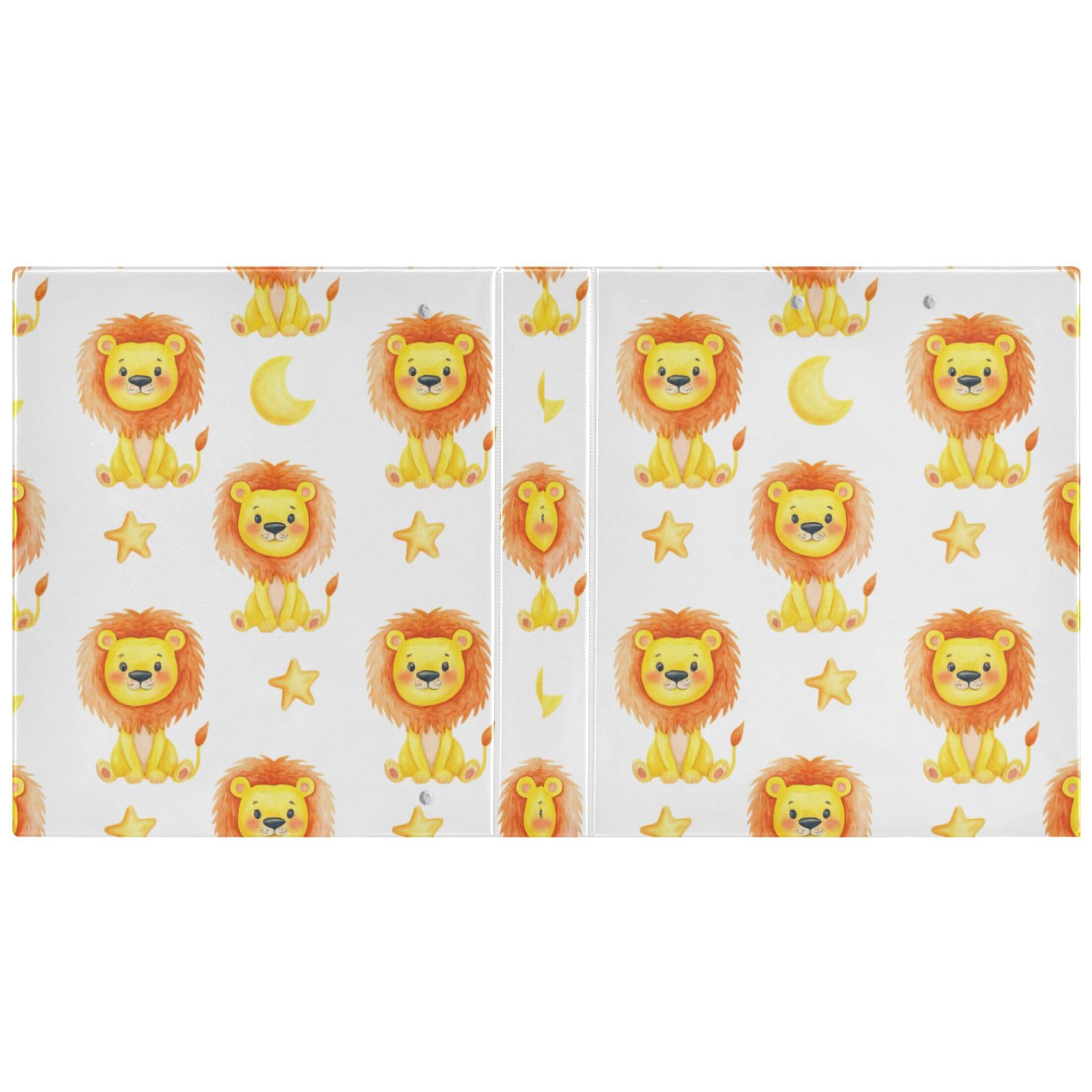 Raccoglitori personalizzati con leoni da 3,8 cm, 3 anelli, 200 fogli, 3 cartelle ad anelli, 31,5 x 27 x 6 cm, confezione da 2