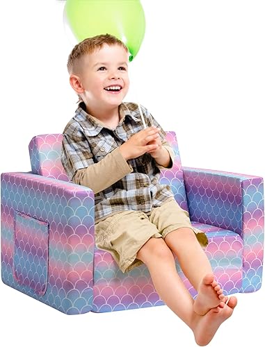 Miniatura 20 de ALIMORDEN Cómodo sofá 2 en 1 para niños, precioso sofá convertible para tumbona para cuentos/siesta, dinosaurios verdes geniales