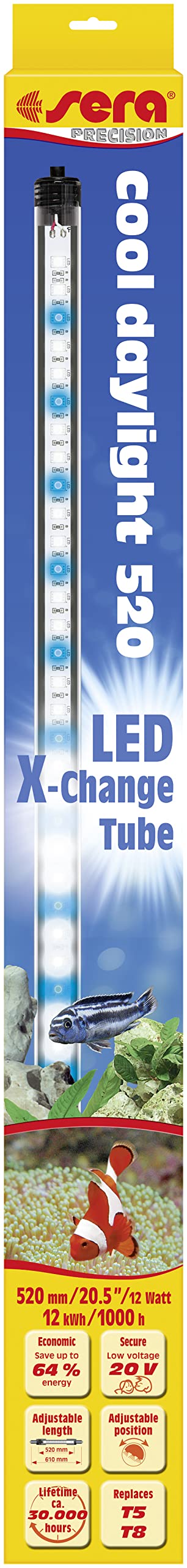 sera LED Cool daylight 520 - Luz de día para acuarios de agua dulce y agua de mar (10.000-12.000 Kelvin)