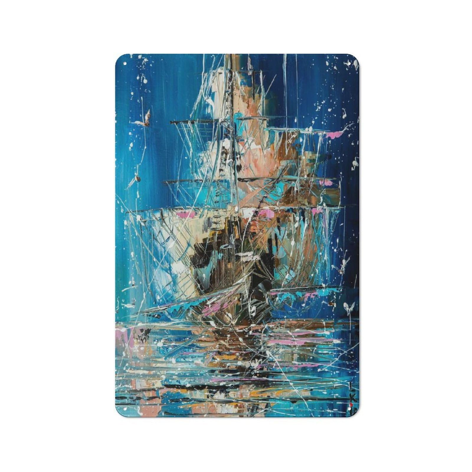 Metal Plaque 30x20cm with Ghost Ship for Hallway Wall, Rustic Decor, A Metal Wall Feature for Hallways And Entrance Areas